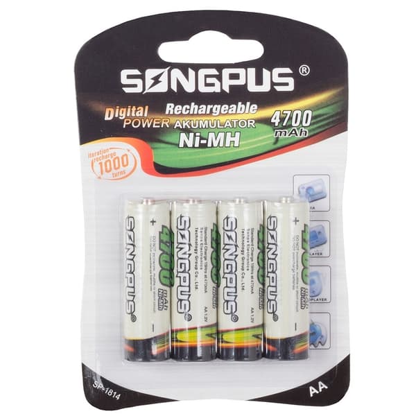 4-Pack Uppladdningsbara AA-batterier - 4700 mAh