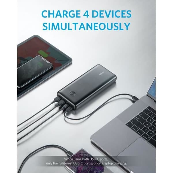 Anker A1291- PowerCore III Elite 25600 - 100W - 2 USB-C, 2 USB-A - Batteri med stor kapacitet