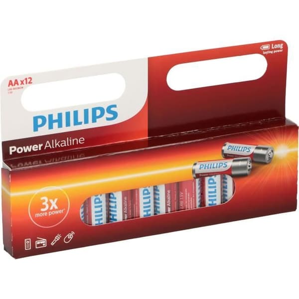 PHILIPS batterier LR6 / AA Powerlife Alkaline - 1,5 V - Paket med 12
