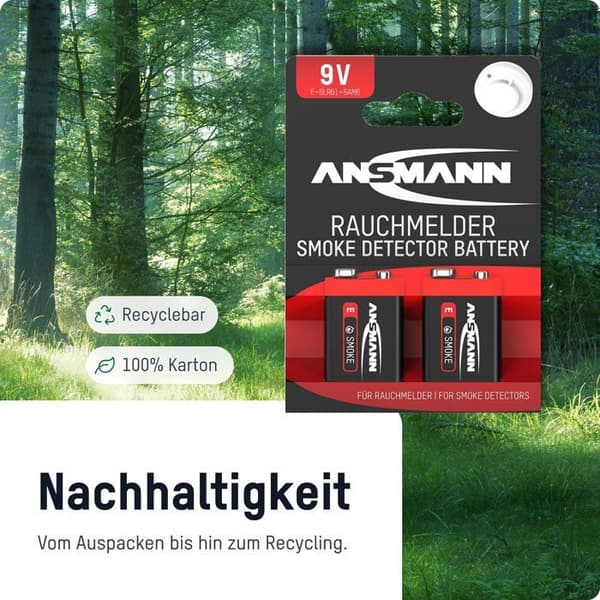 Ansmann 1515-0006 9 V alkaliskt blockbatteri 2 st.