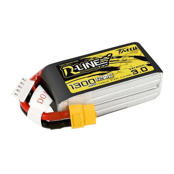 Tattu R-Line versjon 3.0 1300mAh 14,8V 120C 4S1P XT60 batteri