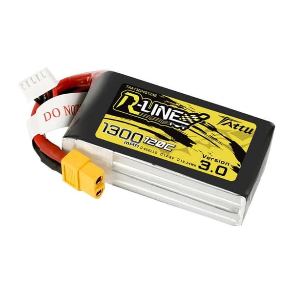 Tattu R-Line versjon 3.0 1300mAh 14,8V 120C 4S1P XT60 batteri
