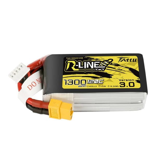 Tattu R-Line versjon 3.0 1300mAh 14,8V 120C 4S1P XT60 batteri