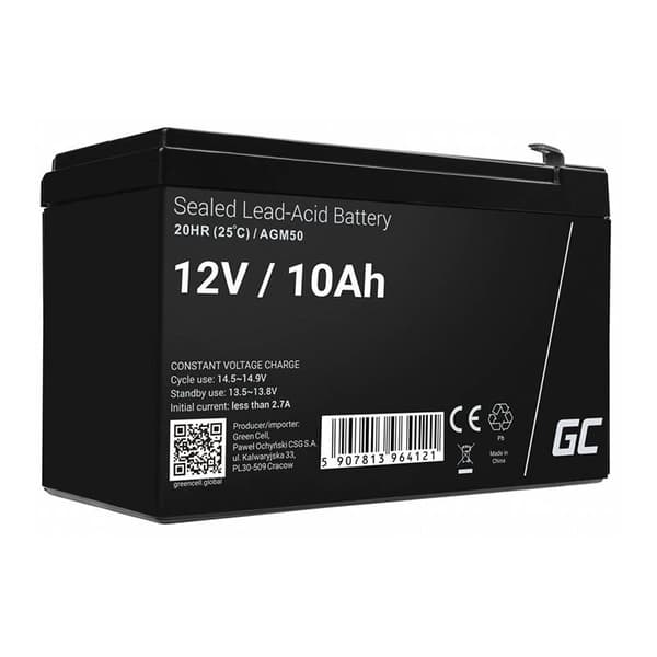 Genopladeligt batteri AGM VRLA Green Cell AGM50 12V 10Ah (til UPS, legetøjsbil, plæneklipper)