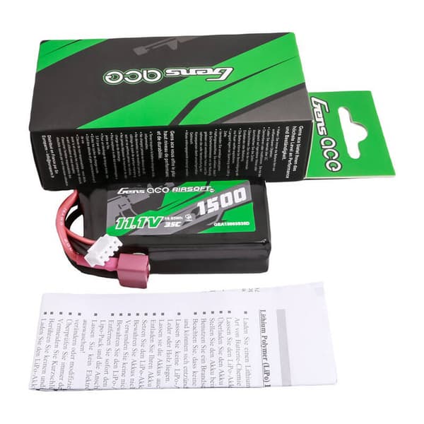Gens ace 35C 1500mAh 3S1P 11,1V Airsoft Gun Lipo-batteri med T-plugg