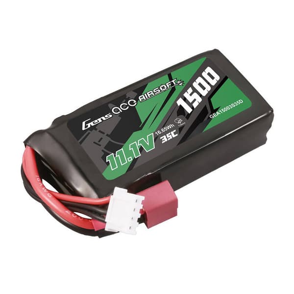Gens ace 35C 1500mAh 3S1P 11,1V Airsoft Gun Lipo-batteri med T-plugg