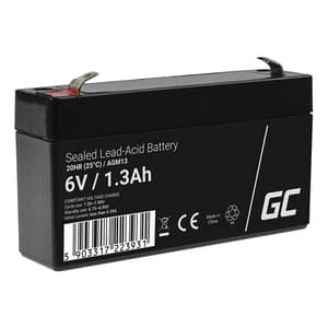 Vedlikeholdsfri AGM VRLA Batteri Green Cell AGM13 6V 1,3Ah (for alarmsystem, kasseapparat, leketøy)