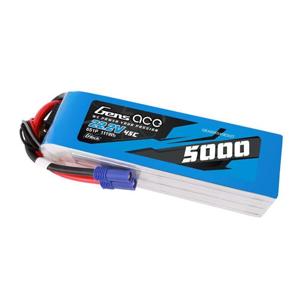 LiPo Gens ace G-Tech 5000mAh 22,2V 45C 6S1P batteri med EC5 stik