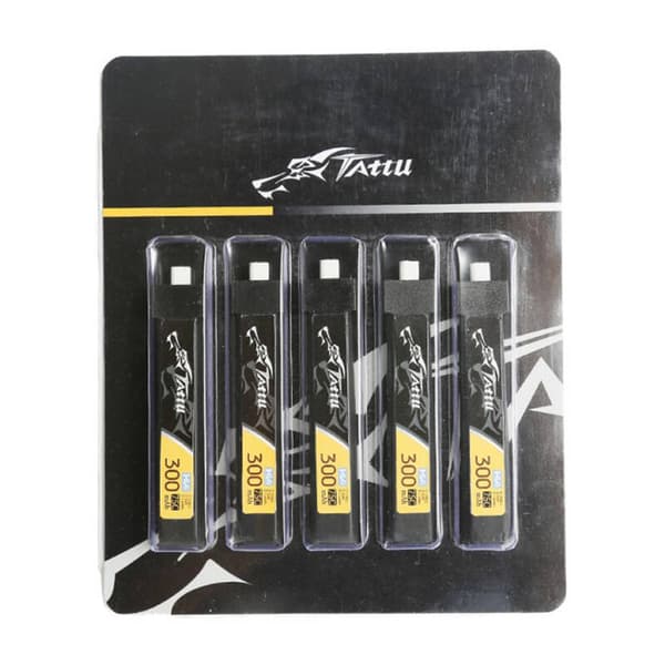 Tattu LiPo 300mAh 3.8V 75C 1S1P HV BT2.0.5 batteri (5 stk)