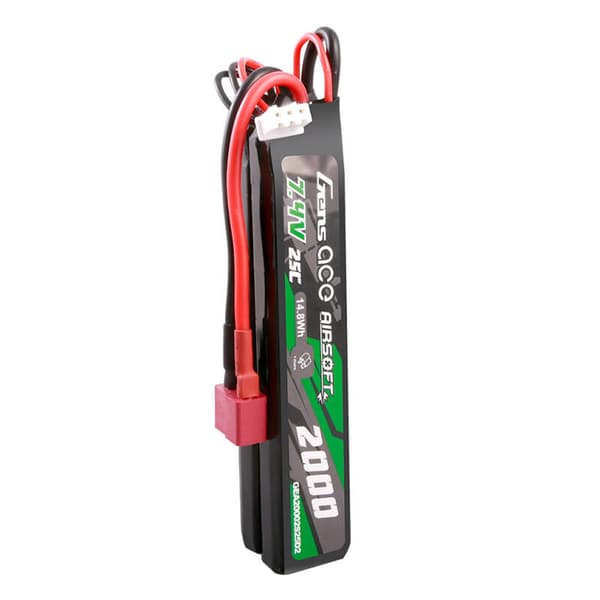Gens Ace 25C 2000mAh 2S2P 7,4V sadel Airsoft Gun Lipo-batteri med Mini Deans(T)-kontakt