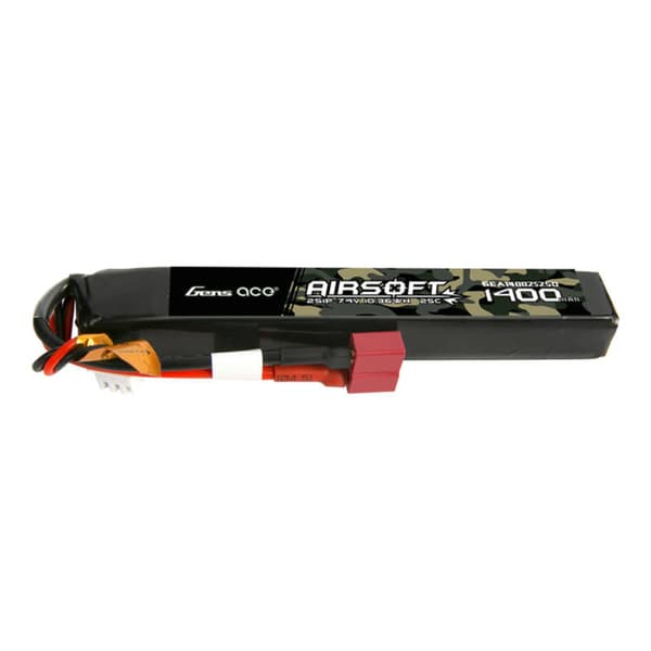 Gens ace 25C 1400mAh 2S1P 7.4V Airsoft Gun Lipo-batteri med T-kontakt