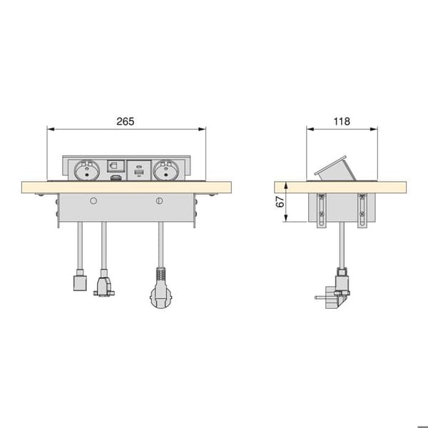 E m u c a (1 mUnitelti-connecteUniter) Atom 26 A+C multikontakt för skrivbord, EU, svartmålad, stål och plast