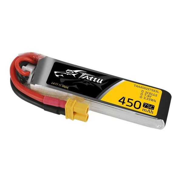 Batteri Tattu 450mAh 7,4V 75C 2S1P Lang XT30