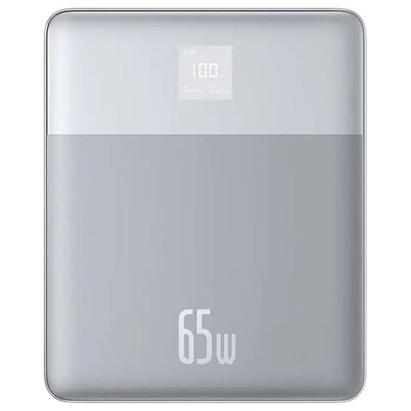 Baseus - Blade externt batteri (P10063801S13-00) - 2x Type-C, 65W, 12000mAh, Digital display, med USB-C kabel - Silver Silver