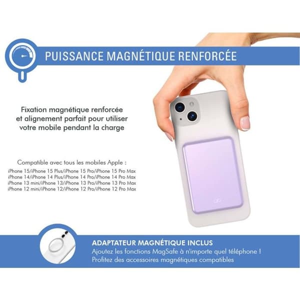 Powerbank 5000mAh kompatibel MagSafe Induction 15W Violet Force Power