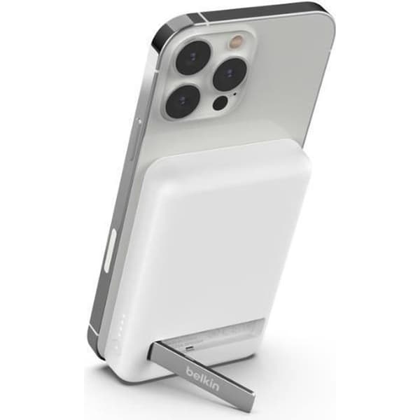 TELEFON, Powerbank, POWER BANK STANDARD, Belkin Magnetic Wir Pb 5k Stand Wh Egenskaper huvudfärg Vit Antal Vit
