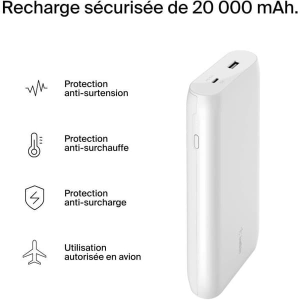 BELKIN - batteri - Power Bank 20 000MAH 30W vit