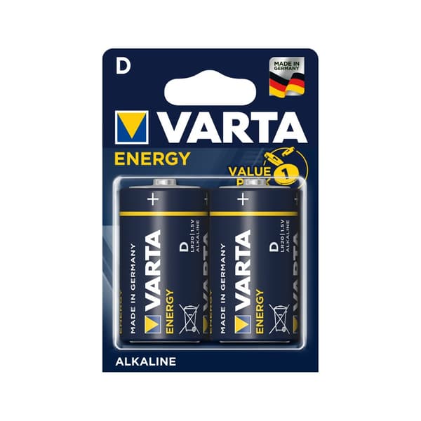 VARTA LR20 ENERGY alkalisk batteri 2 stk./bl.