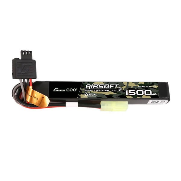 Gens ace G-Tech 25C 1500mAh 2S1P 7.4V Airsoft Gun Lipo-batteri med mini Tamiya-plugg