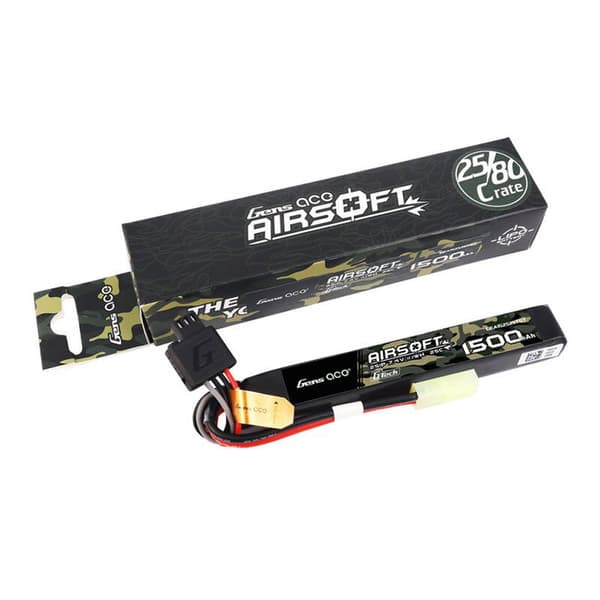 Gens ace G-Tech 25C 1500mAh 2S1P 7.4V Airsoft Gun Lipo-batteri med mini Tamiya-plugg