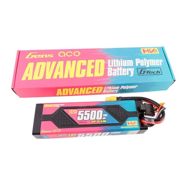 Gens ace Advanced 5500mAh 7,6V 100C 2S1P HardCase Lipo batteripakke med XT60