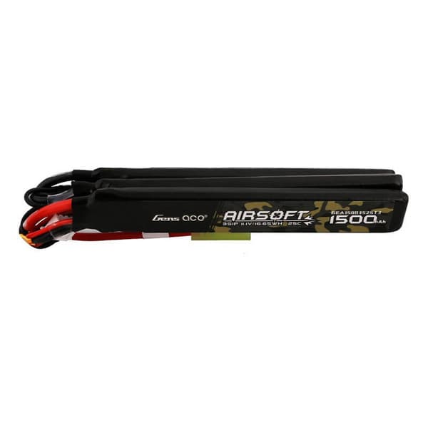 Gens ace 25C 1500mAh 3S1P 11.1V Nunchuck 3X Airsoft Gun Lipo-batteri med T-stik