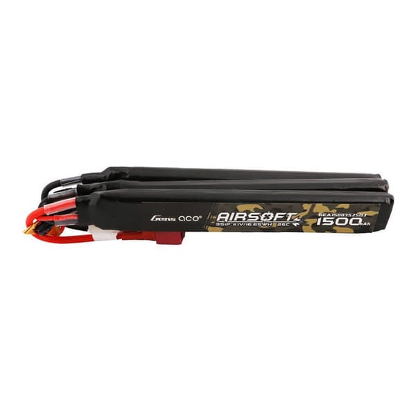 Gens ace 25C 1500mAh 3S1P 11.1V Nunchuck 3X Airsoft Gun Lipo-batteri med T-stik