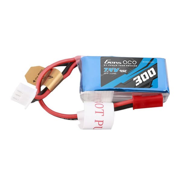 Gens ace 300mAh 7,4V 45C 2S1P Lipo-batteripakke med JST-SYP-plugg