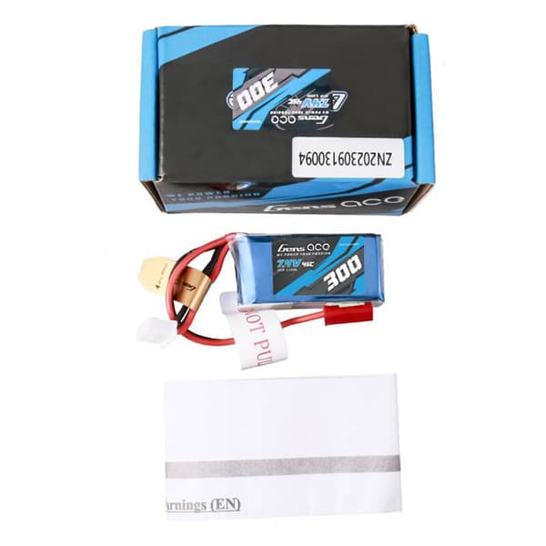 Gens ace 300mAh 7,4V 45C 2S1P Lipo-batteripakke med JST-SYP-plugg