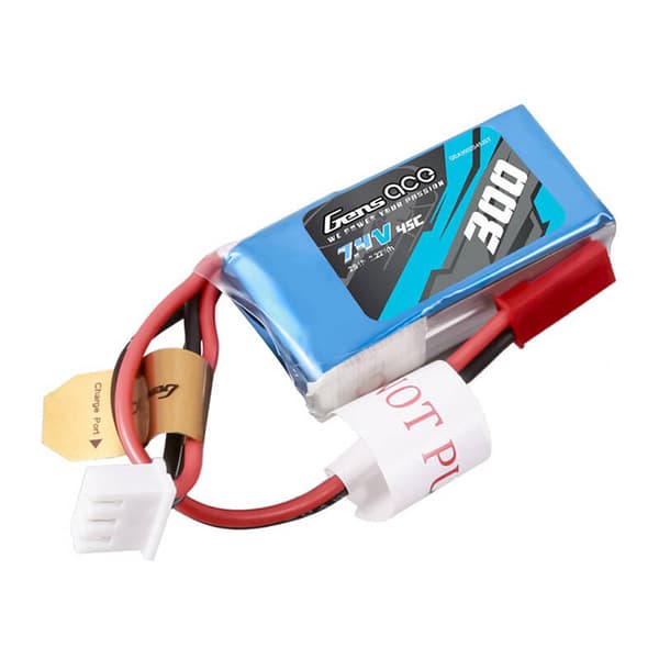 Gens ace 300mAh 7,4V 45C 2S1P Lipo-batteripakke med JST-SYP-plugg