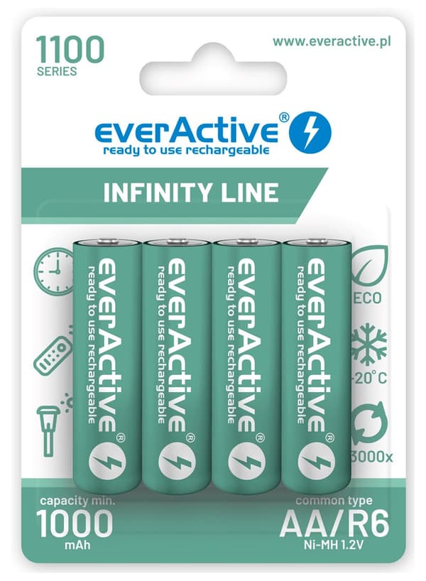 Genopladelige batterier everActive Ni-MH R6 AA 1100 mAh Infinity Line - 4 stk.