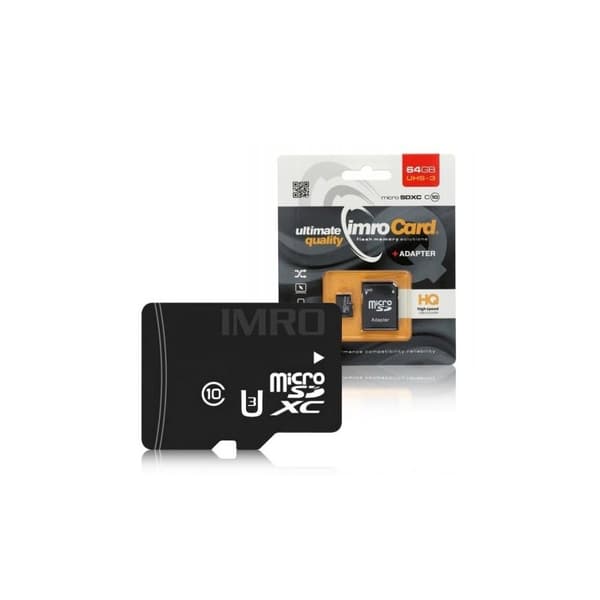 Minneskort Imro MicroSDXC 64GB Class 10 UHS-3 med adapter