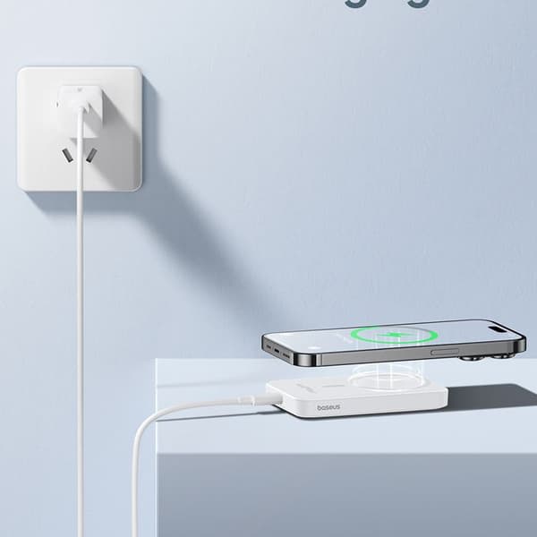 Baseus - P10022107223-00 - Magnetisk powerbank mini powerbank 5000mAh 20W (vit)