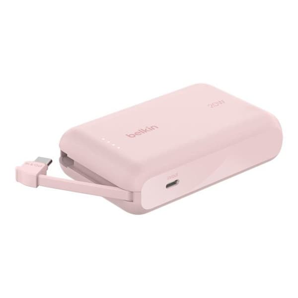 BELKIN 10k PD20w Inbyggd USB-C-kabel Power Bank Rosa