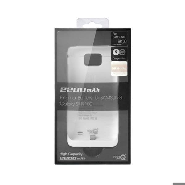 OUTLET 2200mAh Extern batterihölje Samsung Samsung Galaxy SII i9100 QooPro, svart 30102