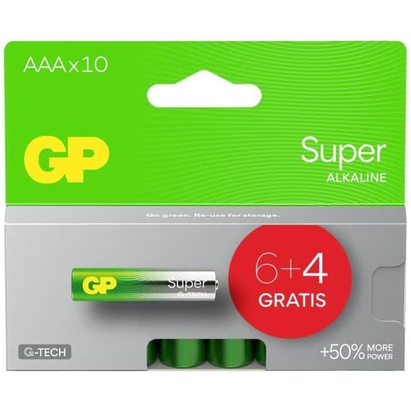GP-batterier Super Pile LR3 (AAA) alkaliska 1,5 V 10 st.