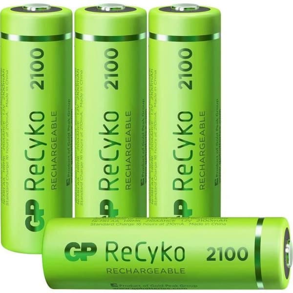 Uppladdningsbart batteri LR6 (AA) NiMH GP Batterier ReCyko+ HR06 120210AAHCE-C4 2100 mAh 1,2 V 4 st.
