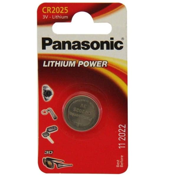 PANASONIC CR2025 LITHIUM KNAPPBATTERI, 165MAH