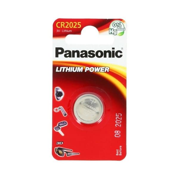 PANASONIC CR2025 LITHIUM KNAPPBATTERI, 165MAH