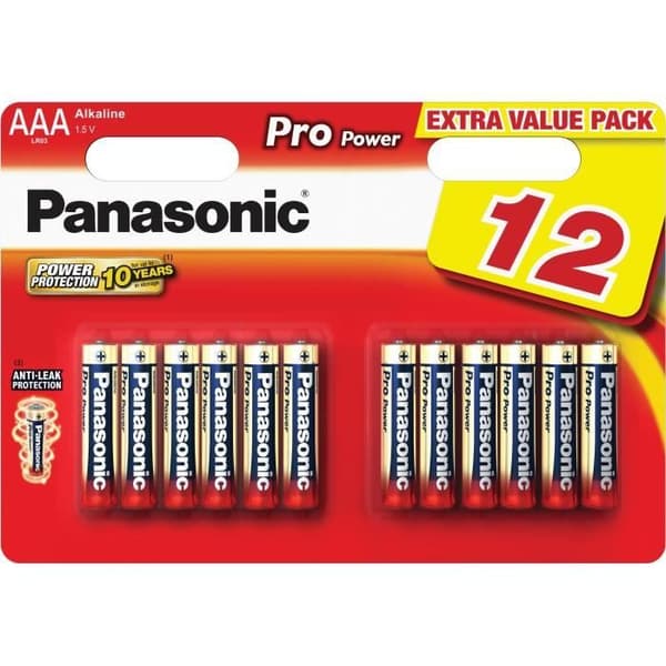 Panasonic-batterier PACK MED 12 AAA 1,5V LR03-BATTERIER
