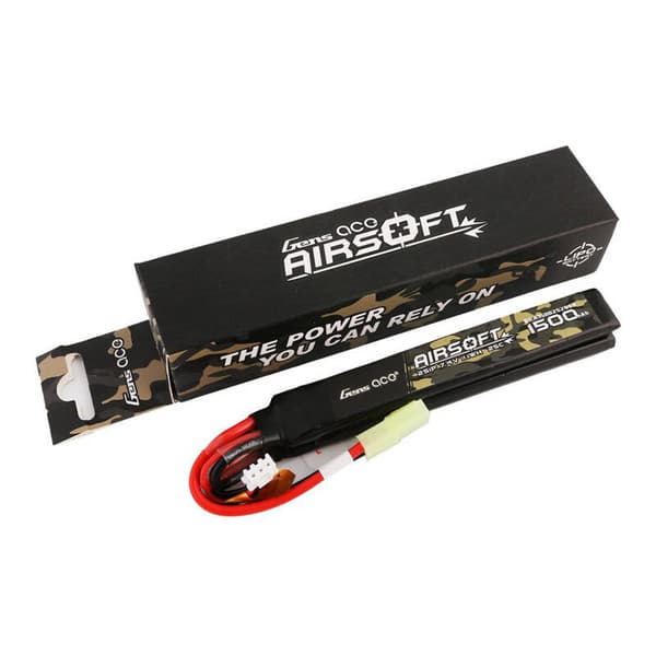 Gens ace 25C 1500mAh 2S1P 7,4V Nunchuck 2X Airsoft Gun Lipo-batteri med mini Tamiya-plugg