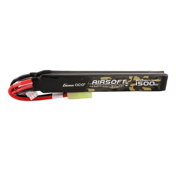 Gens ace 25C 1500mAh 2S1P 7,4V Nunchuck 2X Airsoft Gun Lipo-batteri med mini Tamiya-plugg
