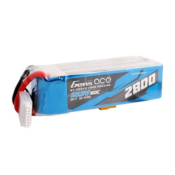 Lipo Gens ace 2800mAh 22,2V 60C 6S1P batteri med XT60 stik