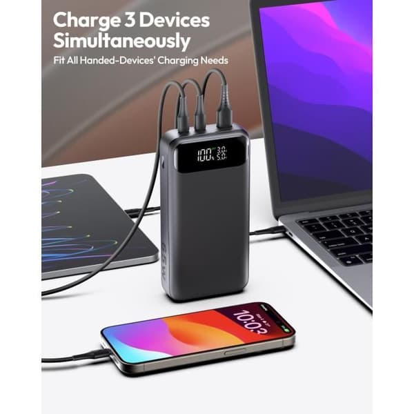 A ADDTOP Extern Batteri 65W 20000mAh Power Bank Snabbladdning 3 portar