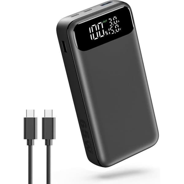 A ADDTOP Extern Batteri 65W 20000mAh Power Bank Snabbladdning 3 portar