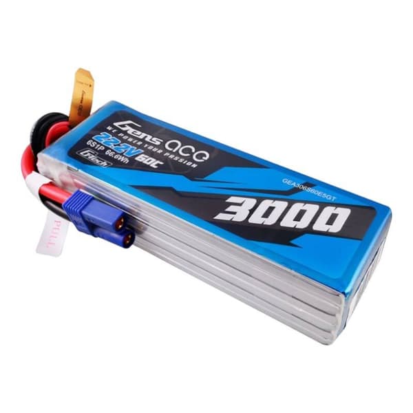 Gens ace G-Tech 3000mAh 22,2V 60C 6S1P Lipo batteripakke med EC5 stik