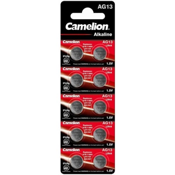 Camelion Blisterpack med 10 AG13 LR44/LR1154/357 knappbatterier utan kvicksilver