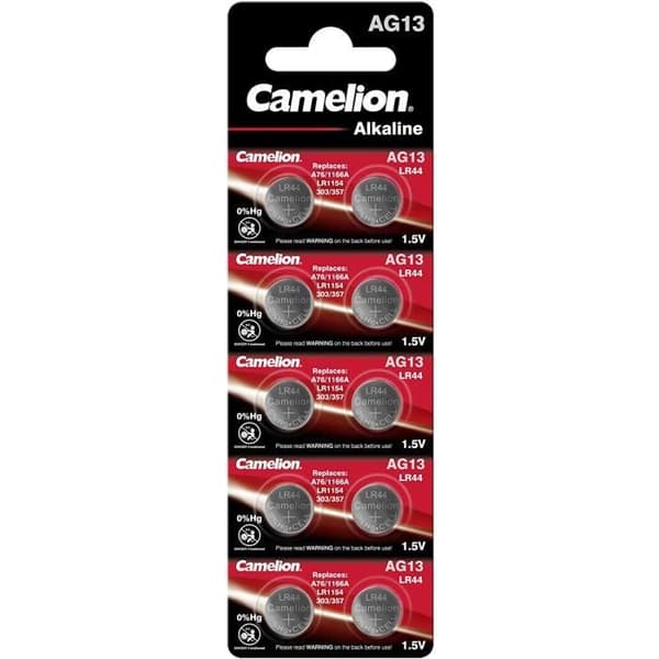 Camelion Blister 10-knapps batterier AG13 LR44-LR1154-357 utan Mercury 269