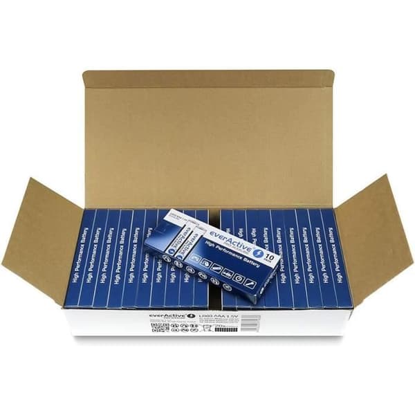 EverActive 200-pack alkaliska AAA Micro LR03 R03 1,5 V, högpresterande, livslängd 10 år