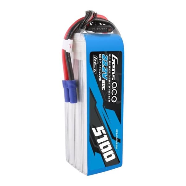 Gens ace G-Tech 5100mAh 80C 22,2V 6S1P Lipo batteripakke med EC5 plugg